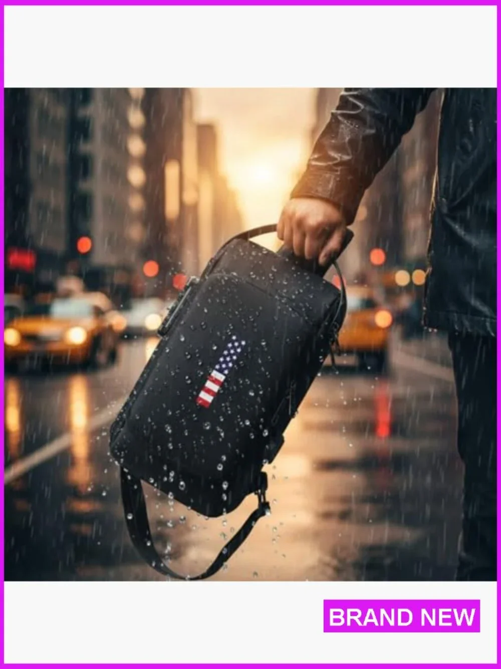 Anti-Theft Sling Bag Waterproof Crossbody Daypack with USB Charging Port & Lock